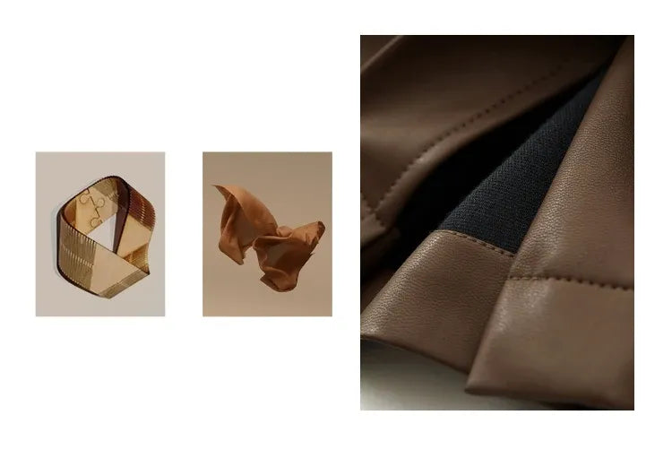 Calça de Couro Feminino PU Minimal – Corte Reto e Estilo Atemporal - AlmaChic