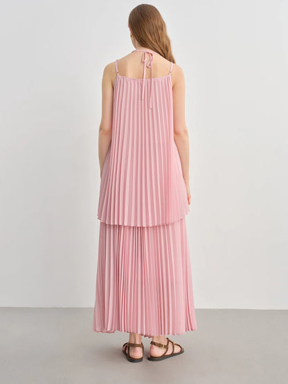 Dushu plus size moda terno para as mulheres verão 2025 nova flor tridimensional blusa de tiras cintura alta saia longa plissada