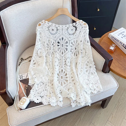 Cardigan de Crochê Elegância Boêmia - AlmaChic