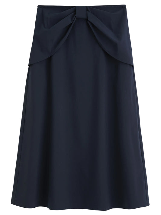 Dushu plus size feminino de cintura alta emagrecimento a linha saia longa com design de arco elegante-2025 verão novas saias 25ds82468