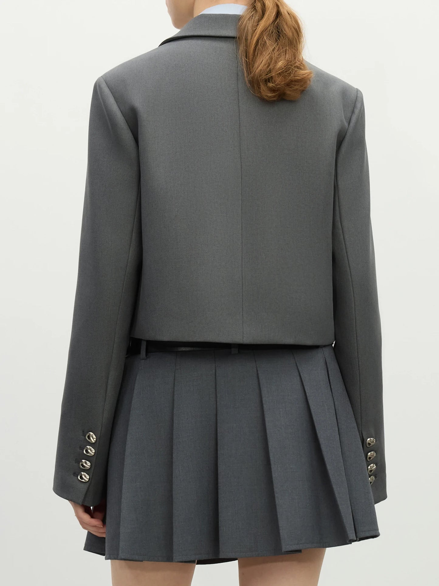 FSLE Women Spring Black Suit Sets Office Lady Temperament Short Single Button Blazers Full Length Trousers 25FS11065+25FS11066