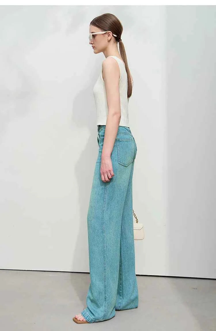 Calça Wide Leg Feminina Élise Soft Denim – Leveza Elegante que Transforma Sua Presença