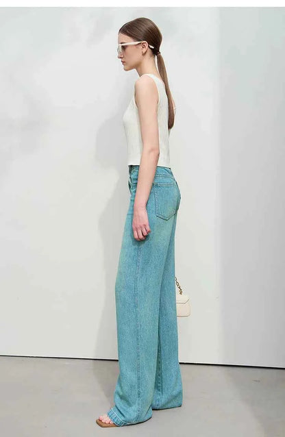 Calça Wide Leg Feminina Élise Soft Denim – Leveza Elegante que Transforma Sua Presença