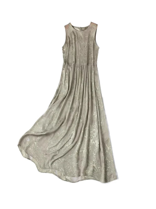 SuyaDream, vestidos longos femininos, 100% seda real, sem mangas, linha A, vestido transparente, roupas casuais primavera verão 2025