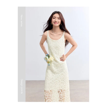 Sentubila boho deslizamento vestido feminino verão borla sem mangas vestido de verão 2025 nova coleção branco elegante rendas vestidos longos q52ld0165