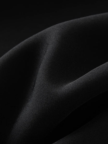 DUSHU-Vestido com design de envoltório feminino, gola virada para baixo, cortina temperamental, meia manga, preto, longa A-line, verão, 2 cores, 24DS82102