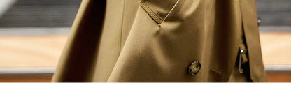 Sentubila-Elegante Trench Coat Longo Feminino, Blusão Solto, Jaqueta Traseiro Duplo, Casacos, Inverno, Outono, 123F42871