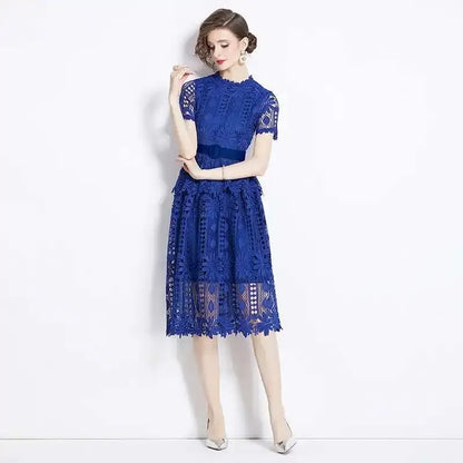 Vestido de Renda Midi Floral Feminino Aurora