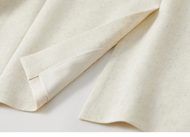 Sentubila blazers de linho reto para mulher 2025 primavera sólida senhora do escritório workwear entalhado único breasted outerwear 151x58179