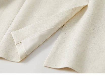 Sentubila blazers de linho reto para mulher 2025 primavera sólida senhora do escritório workwear entalhado único breasted outerwear 151x58179