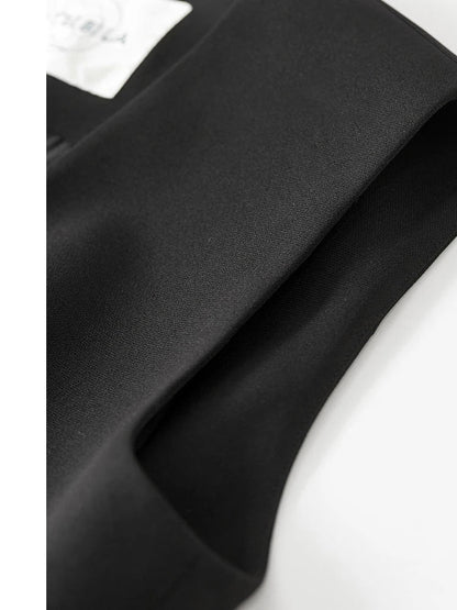 Sentubila mulher 3 peça conjunto roupas 2025 outono moda escritório wear preto colete blazer jaquetas perna larga calça conjunto 141z53019