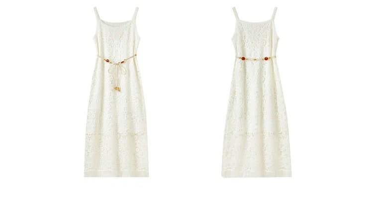 Sentubila boho deslizamento vestido feminino verão borla sem mangas vestido de verão 2025 nova coleção branco elegante rendas vestidos longos q52ld0165