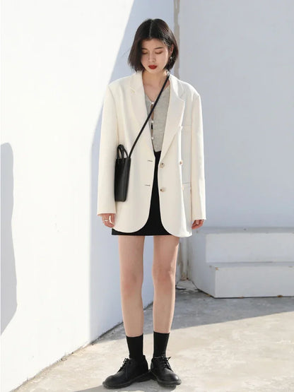 CHIC VEN-Blazer de manga comprida feminino, casacos coreanos casuais, monocromáticos, roupas de escritório com todos os fósforos, moda elegante, primavera, outono, 2023