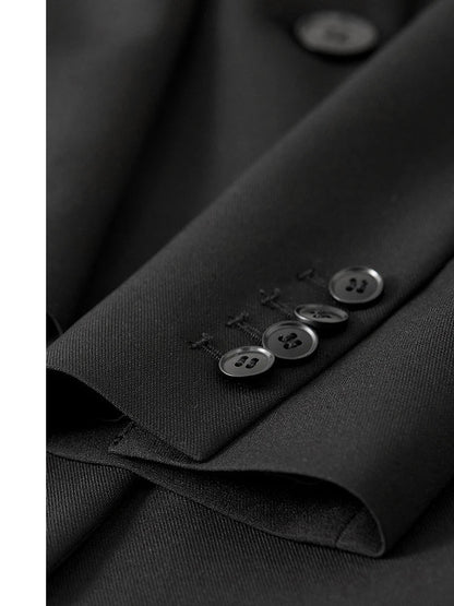 Sentubila mulher 3 peça conjunto roupas 2025 outono moda escritório wear preto colete blazer jaquetas perna larga calça conjunto 141z53019