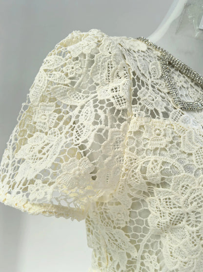 Vestido de Renda Longo Bordado Feminino Isadora