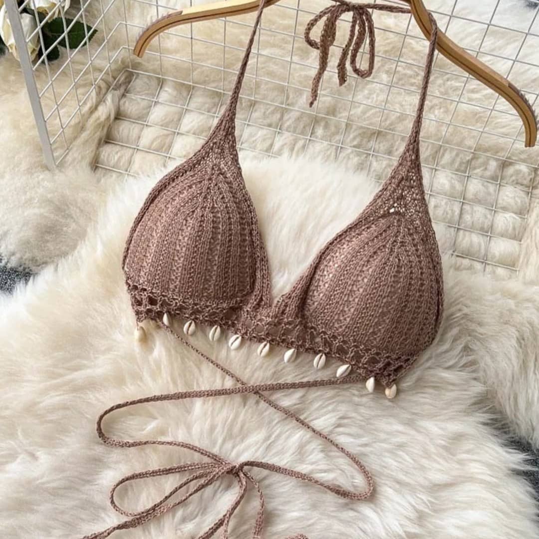 Saída de Praia Crochê Modelo Longo Marrom