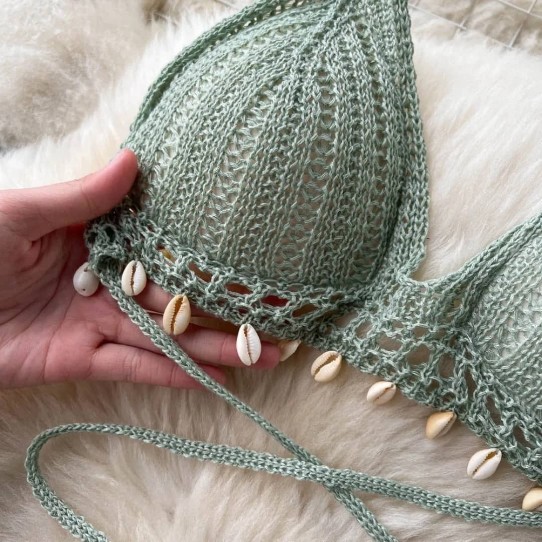 Saída de Praia Crochê Modelo Longo Verde Sálvia