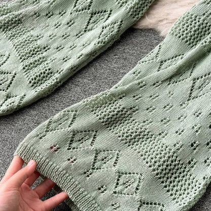 Saída de Praia Crochê Modelo Longo Verde Sálvia