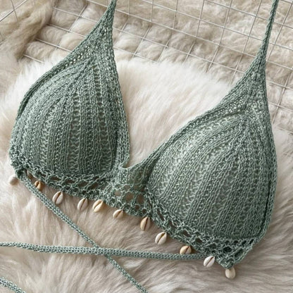 Saída de Praia Crochê Modelo Longo Verde Sálvia