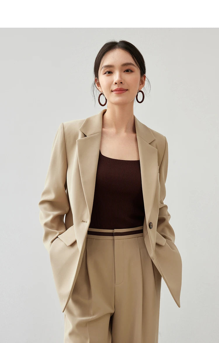 Sentubila textura solta casaco sob medida para mulher 2025 outono turn down collar escritório senhora trabalho negócios feminino blazer 143x56249