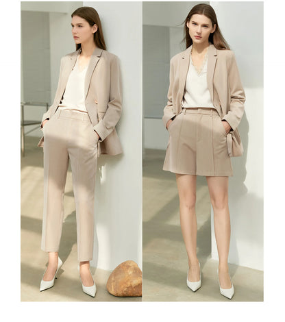 Amii minimalismo primavera terno escritório senhora blazer conjunto feminino rendas vneck tanques de cintura alta calças femininas shorts outfits 12060909