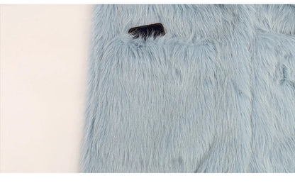 Lautaro inverno longo oversized rosa grosso quente macio desgrenhado fofo casaco de pele do falso feminino bolsos lapela solto doce bonito moda 2022