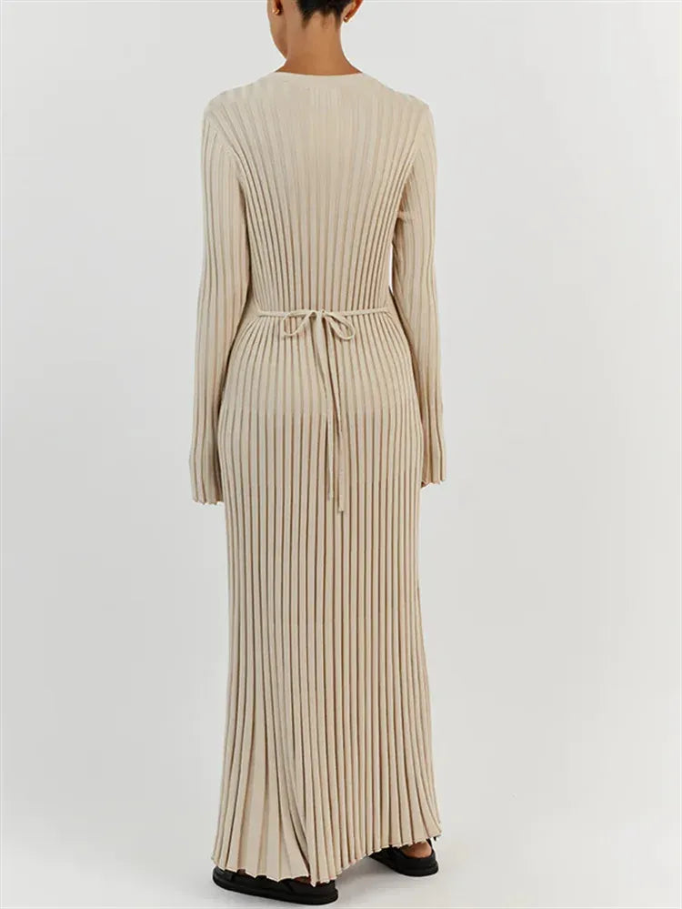 Vestido Midi de Malha ChicMaxi – Conforto Elegante para Outono & Inverno