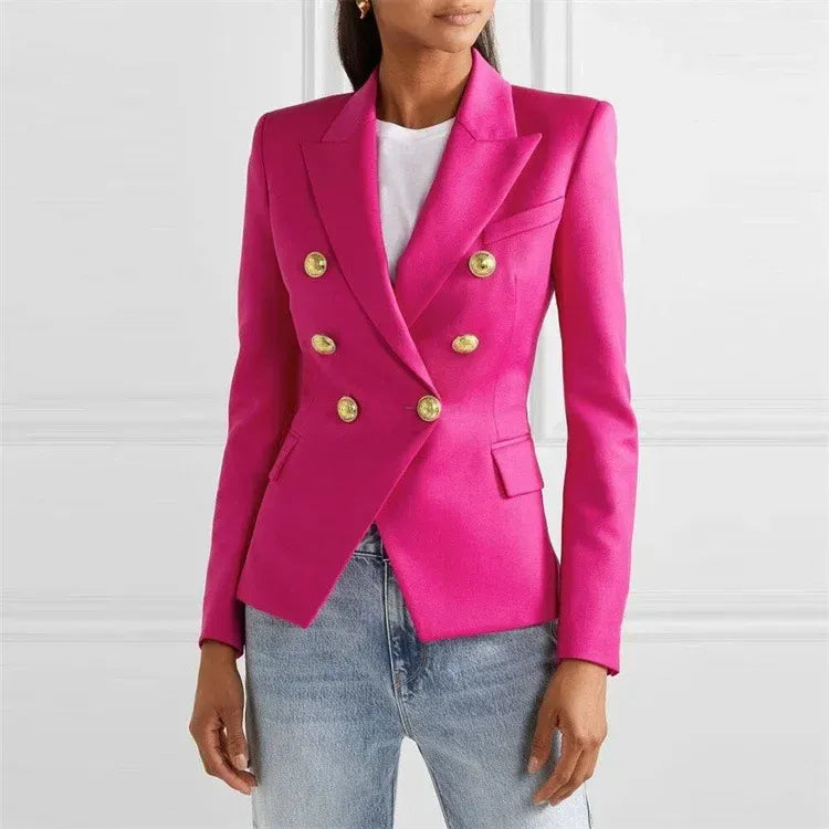 Blazer Feminino Majestic Gold – Alfaiataria com Botões Dourados