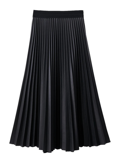 Saia de Couro Feminina Plissada AlmaChic Elegance – Sofisticação e Movimento - AlmaChic