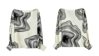 Blusa Chiffon Estampada Élise Marbre — Elegância Contemporânea com Leveza Absoluta