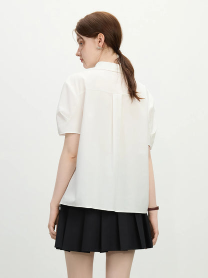 Camisa Minimalista Feminina em Lyocell e Algodão - AlmaChic