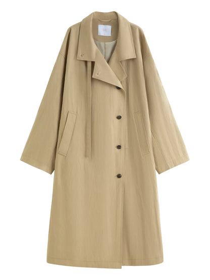 Trench Coat Feminino Camille — Oversized Clássico para Meia-Estação
