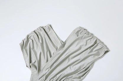 Estranho gato irregular oco vestido feminino ruched gola diagonal shorts manga cintura fendas rua tendência elegante longo bodycon