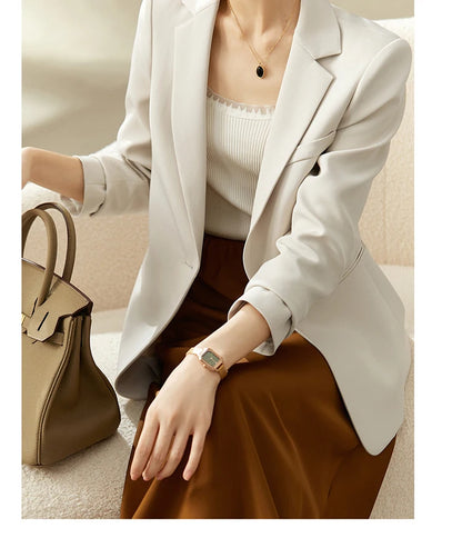 Sentubila sólida blazer senhora do escritório profissional novo único botão de trabalho em linha reta terno jaqueta blazer para mulher 123x43564