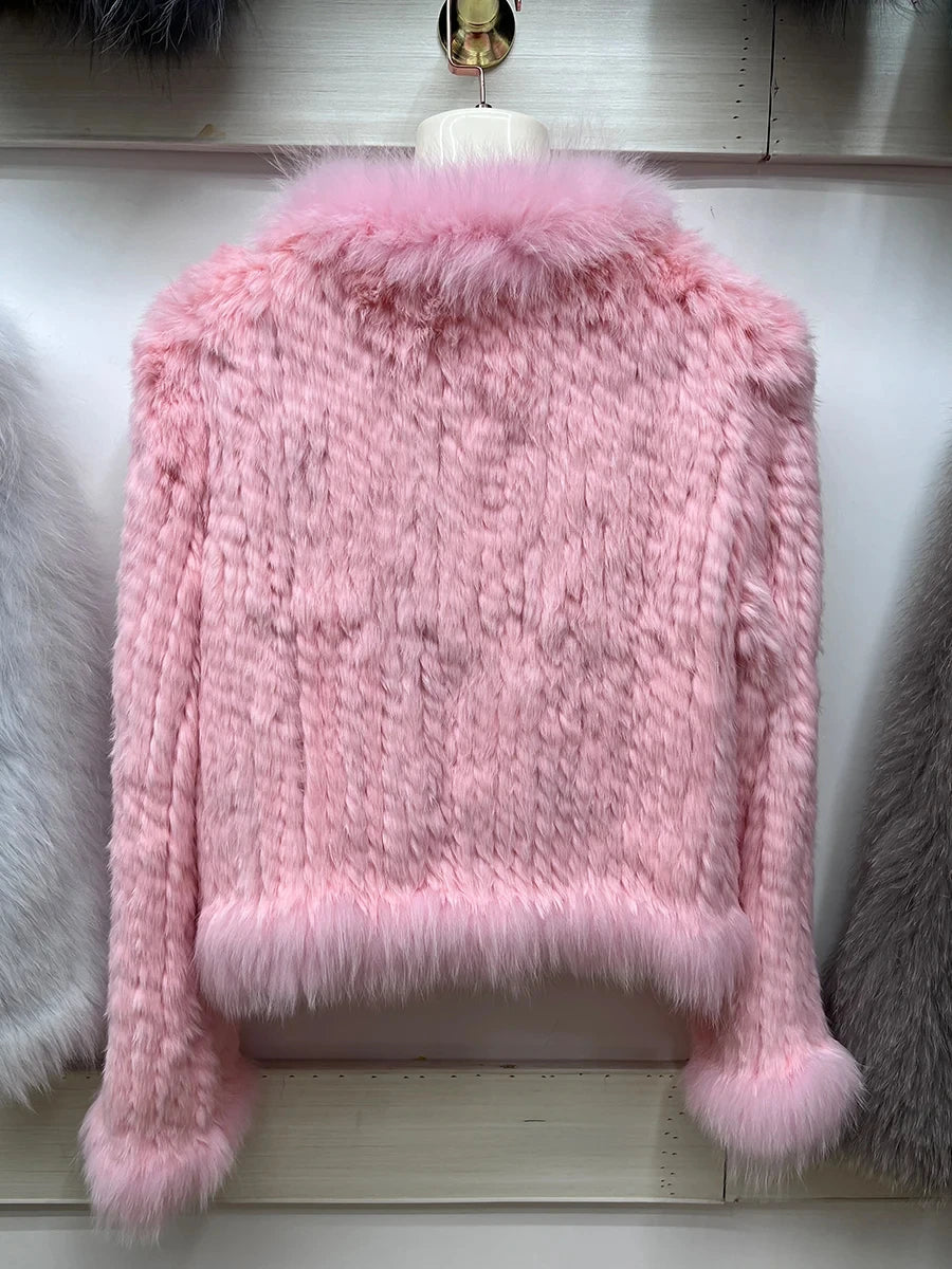 2025 nueva moda abrigos de piel de conejo Natural tejidos nuevas chaquetas de piel de zorro Real ropa de mujer de lujo prendas de vestir