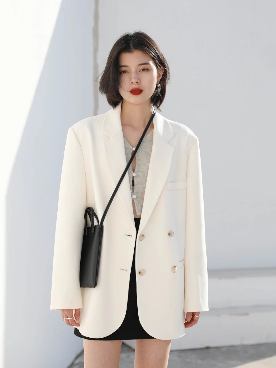 CHIC VEN-Blazer de manga comprida feminino, casacos coreanos casuais, monocromáticos, roupas de escritório com todos os fósforos, moda elegante, primavera, outono, 2023