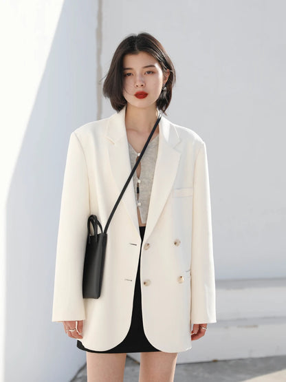 CHIC VEN-Blazer de manga comprida feminino, casacos coreanos casuais, monocromáticos, roupas de escritório com todos os fósforos, moda elegante, primavera, outono, 2023