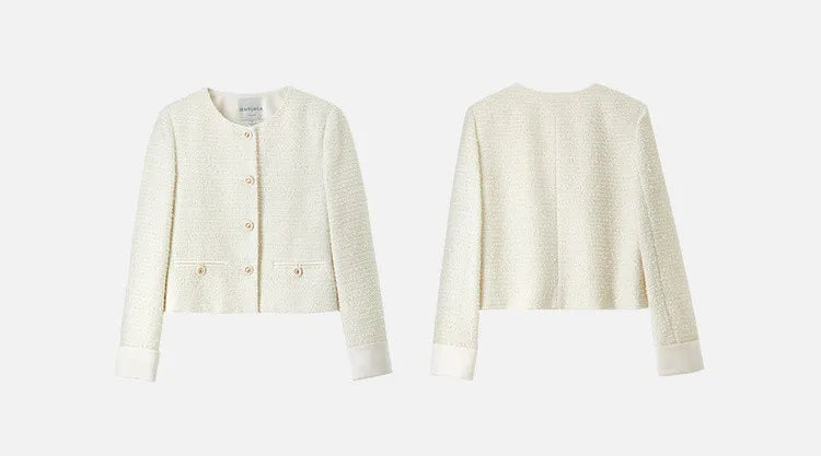 Sentubila conjunto de saia de tweed com textura feminina 2025 outono reto o pescoço jaquetas curtas fenda-hem saia longa conjuntos de 2 peças 143z56291