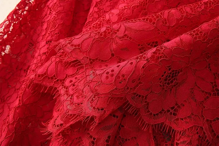 Vestido de Renda Midi Elegante Valentina Rubra