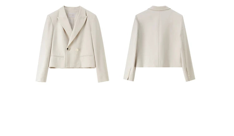 Sentubila blazer e calças terno 2025 acolchoado ombro superior calças de perna larga senhora define feminino trabalho wear 2 peça set153ze1874