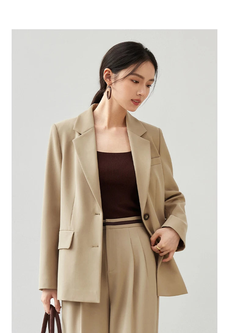 Sentubila textura solta casaco sob medida para mulher 2025 outono turn down collar escritório senhora trabalho negócios feminino blazer 143x56249