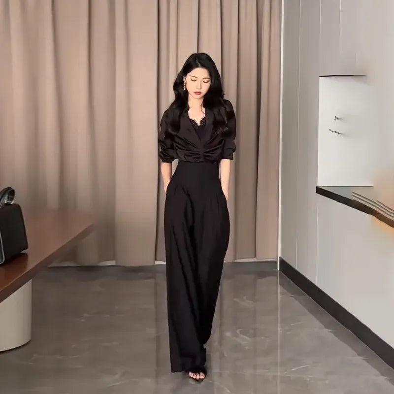 Calça de Cintura Alta e Perna Larga - AlmaChic