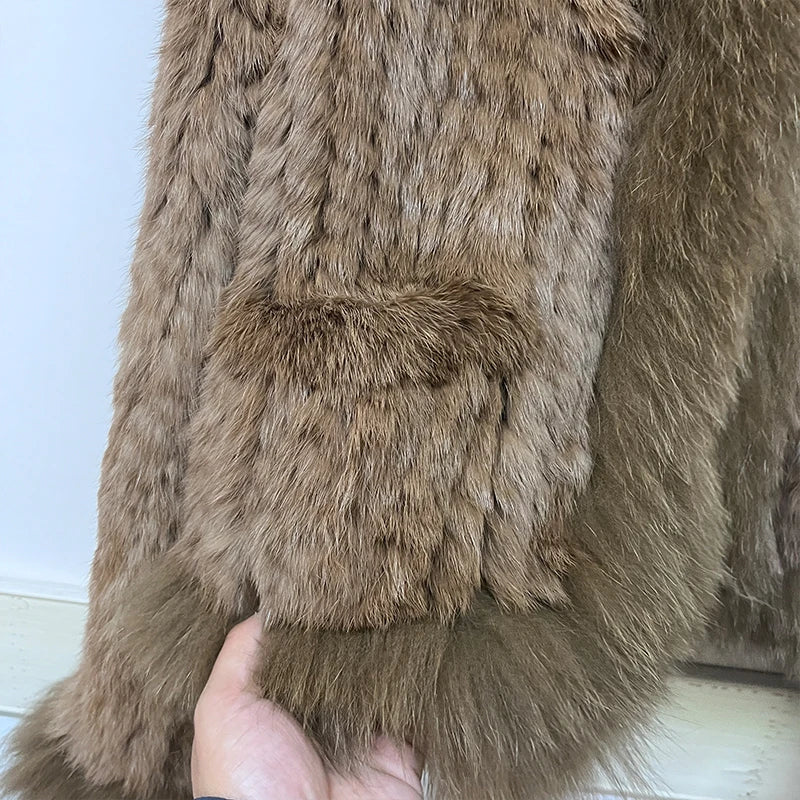 2025 nueva moda abrigos de piel de conejo Natural tejidos nuevas chaquetas de piel de zorro Real ropa de mujer de lujo prendas de vestir