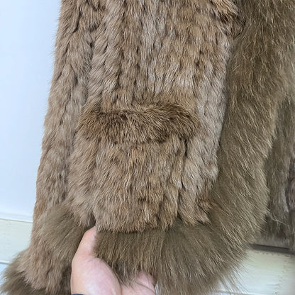 2025 nueva moda abrigos de piel de conejo Natural tejidos nuevas chaquetas de piel de zorro Real ropa de mujer de lujo prendas de vestir