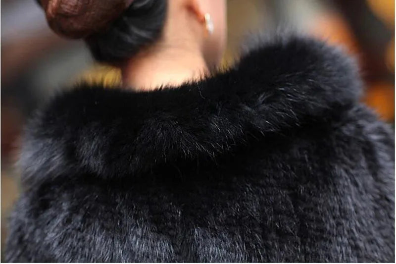 Chales de piel de visón tejidos auténticos para mujer, Otoño Invierno de lujo, cuello de piel de zorro, Pashmina de piel para mujer, capa nupcial, chaqueta
