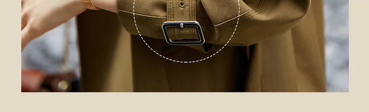 Sentubila-Elegante Trench Coat Longo Feminino, Blusão Solto, Jaqueta Traseiro Duplo, Casacos, Inverno, Outono, 123F42871