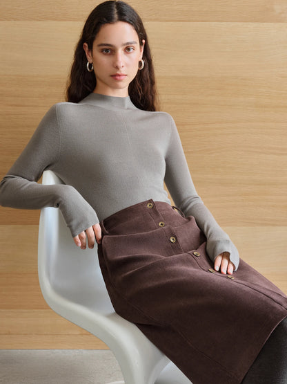 Blusa Térmica Feminina Vienne Meia Gola cinza claro AlmaChic
