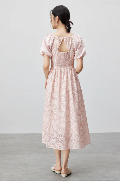 Sentubila algodão diamantes colarinho vestidos femininos 2025 primavera a linha oco para fora puff manga vestido de férias feminino 142l55195