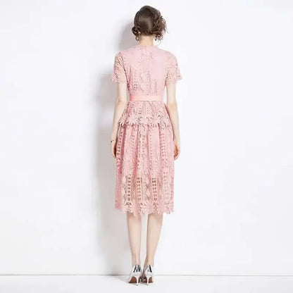 Vestido de Renda Midi Floral Feminino Aurora