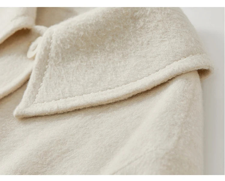 Casaco de Lã Longo Feminino Inverno Sofia – Gola Marinheiro & Lã Pura